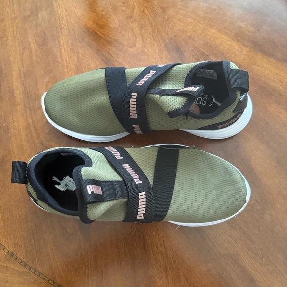 Puma Women's Olive and Black Slip-On Sneakers - Picture 3 of 6